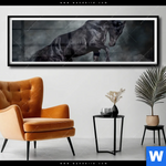 Poster Schwarzer Hengst Panorama Produktvorschau mit dem Bild Schwarzer Hengst im Format Panorama.