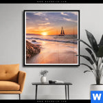 Poster Segelboot Im Sonnenuntergang Quadrat Produktvorschau mit dem Bild Segelboot im Sonnenuntergang im Format Quadrat.