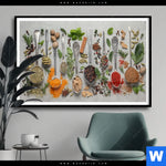 Poster Silberloeffel Mit Gewuerzen Querformat Produktvorschau mit dem Bild Silberlöffel mit Gewürzen im Format Querformat.