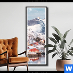 Poster Skandinavisches Dorf Im Schnee Schmal Produktvorschau mit dem Bild Skandinavisches Dorf im Schnee im Format Schmal.