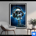 Poster Skelett Kopfhoerer Hochformat Produktvorschau mit dem Bild Skelett & Kopfhörer im Format Hochformat.