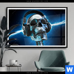 Poster Skelett Kopfhoerer Querformat Produktvorschau mit dem Bild Skelett & Kopfhörer im Format Querformat.