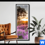Poster Sonnenaufgang Im Lavendelfeld Schmal Produktvorschau mit dem Bild Sonnenaufgang im Lavendelfeld im Format Schmal.