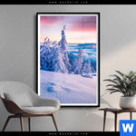 Poster Sonnenaufgang Im Schnee Hochformat Produktvorschau mit dem Bild Sonnenaufgang im Schnee im Format Hochformat.