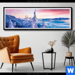 Poster Sonnenaufgang Im Schnee Panorama Produktvorschau mit dem Bild Sonnenaufgang im Schnee im Format Panorama.