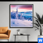 Poster Sonnenaufgang Im Schnee Quadrat Produktvorschau mit dem Bild Sonnenaufgang im Schnee im Format Quadrat.