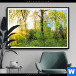 Poster Sonnenlicht Im Wald Querformat Produktvorschau mit dem Bild Sonnenlicht im Wald im Format Querformat.