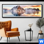 Poster Sonnenuntergang Norwegen Panorama Produktvorschau mit dem Bild Sonnenuntergang Norwegen im Format Panorama.