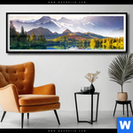 Poster Sonniger Tag Am Bergsee Panorama Produktvorschau mit dem Bild Sonniger Tag am Bergsee im Format Panorama.