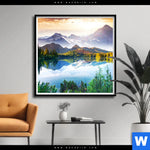 Poster Sonniger Tag Am Bergsee Quadrat Produktvorschau mit dem Bild Sonniger Tag am Bergsee im Format Quadrat.