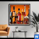 Poster Stillleben Flaschen Glaeser Quadrat Produktvorschau mit dem Bild Stillleben Flaschen Gläser im Format Quadrat.