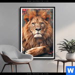 Poster Stolzer Blick Des Loewen Hochformat Produktvorschau mit dem Bild Stolzer Blick des Löwen im Format Hochformat.