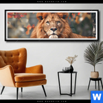 Poster Stolzer Blick Des Loewen Panorama Produktvorschau mit dem Bild Stolzer Blick des Löwen im Format Panorama.