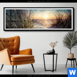 Poster Strandlandschaft Mit Gras Panorama Produktvorschau mit dem Bild Strandlandschaft mit Gras im Format Panorama.