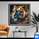Poster Tiger Im Farbrausch Quadrat Produktvorschau mit dem Bild Tiger im Farbrausch im Format Quadrat.