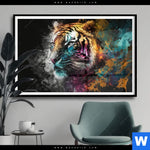 Poster Tiger Im Farbrausch Querformat Produktvorschau mit dem Bild Tiger im Farbrausch im Format Querformat.