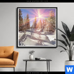 Poster Verschneiter Wald Quadrat Produktvorschau mit dem Bild Verschneiter Wald im Format Quadrat.