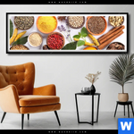 Poster Vielfaeltige Gewuerze Panorama Produktvorschau mit dem Bild Vielfältige Gewürze im Format Panorama.