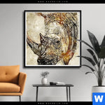 Poster Vintage Nashorn Quadrat Produktvorschau mit dem Bild Vintage Nashorn im Format Quadrat.