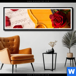 Poster Violine Rose Panorama Produktvorschau mit dem Bild Violine & Rose im Format Panorama.