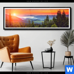 Poster Wald Bei Sonnenuntergang Panorama Produktvorschau mit dem Bild Wald bei Sonnenuntergang im Format Panorama.