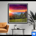 Poster Wald Bei Sonnenuntergang Quadrat Produktvorschau mit dem Bild Wald bei Sonnenuntergang im Format Quadrat.