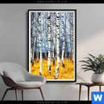 Poster Wald Mit Birkenbaeumen Hochformat Produktvorschau mit dem Bild Wald mit Birkenbäumen im Format Hochformat.