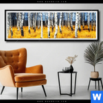 Poster Wald Mit Birkenbaeumen Panorama Produktvorschau mit dem Bild Wald mit Birkenbäumen im Format Panorama.