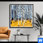 Poster Wald Mit Birkenbaeumen Quadrat Produktvorschau mit dem Bild Wald mit Birkenbäumen im Format Quadrat.