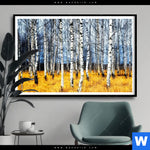 Poster Wald Mit Birkenbaeumen Querformat Produktvorschau mit dem Bild Wald mit Birkenbäumen im Format Querformat.