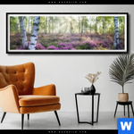 Poster Wald Mit Heideblumen Panorama Produktvorschau mit dem Bild Wald mit Heideblumen im Format Panorama.