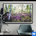 Poster Wald Mit Heideblumen Querformat Produktvorschau mit dem Bild Wald mit Heideblumen im Format Querformat.