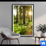 Poster Wald Mit Sonnenstrahlen No 2 Hochformat Produktvorschau mit dem Bild Wald mit Sonnenstrahlen No.2 im Format Hochformat.