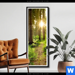 Poster Wald Mit Sonnenstrahlen No 2 Schmal Produktvorschau mit dem Bild Wald mit Sonnenstrahlen No.2 im Format Schmal.