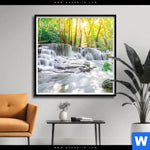 Poster Wald Wasserfall No 1 Quadrat Produktvorschau mit dem Bild Wald & Wasserfall No. 1 im Format Quadrat.