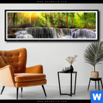 Poster Wald Wasserfall No 2 Panorama Produktvorschau mit dem Bild Wald & Wasserfall No. 2 im Format Panorama.