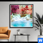 Poster Wald Wasserfall No 3 Quadrat Produktvorschau mit dem Bild Wald & Wasserfall No. 3 im Format Quadrat.