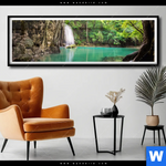 Poster Wald Wasserfall No 4 Panorama Produktvorschau mit dem Bild Wald & Wasserfall No. 4 im Format Panorama.