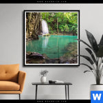 Poster Wald Wasserfall No 4 Quadrat Produktvorschau mit dem Bild Wald & Wasserfall No. 4 im Format Quadrat.