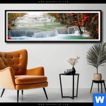 Poster Wald Wasserfall No 5 Panorama Produktvorschau mit dem Bild Wald & Wasserfall No. 5 im Format Panorama.