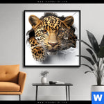 Poster Wanddurchbruch Leopard Quadrat Produktvorschau mit dem Bild Wanddurchbruch - Leopard im Format Quadrat.