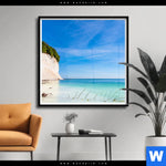 Poster Weisse Kreidefelswand Am Meer Quadrat Produktvorschau mit dem Bild Weiße Kreidefelswand am Meer im Format Quadrat.