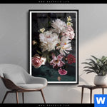 Poster Weisse Pfingstrosen Hochformat Produktvorschau mit dem Bild Weiße Pfingstrosen im Format Hochformat.