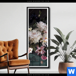 Poster Weisse Pfingstrosen Schmal Produktvorschau mit dem Bild Weiße Pfingstrosen im Format Schmal.