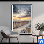 Poster Wellenbrecher Am Nordseestrand Hochformat Produktvorschau mit dem Bild Wellenbrecher am Nordseestrand im Format Hochformat.