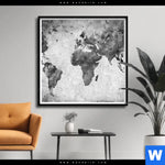 Poster Weltkarte Grautoene Quadrat Produktvorschau mit dem Bild Weltkarte Grautöne im Format Quadrat.