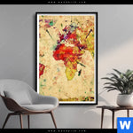 Poster Weltkarte Retro Bunt Hochformat Produktvorschau mit dem Bild Weltkarte Retro Bunt im Format Hochformat.