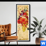 Poster Weltkarte Retro Bunt Schmal Produktvorschau mit dem Bild Weltkarte Retro Bunt im Format Schmal.