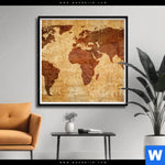 Poster Weltkarte Rostoptik Quadrat Produktvorschau mit dem Bild Weltkarte Rostoptik im Format Quadrat.