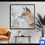 Poster Winterstille Der Fuchs Quadrat Produktvorschau mit dem Bild Winterstille - Der Fuchs im Format Quadrat.